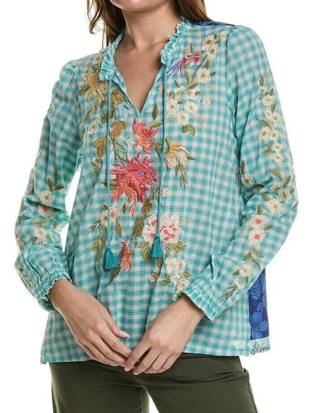 NWT Johnny Was Nalina Ruffle Scarf Back Blouse